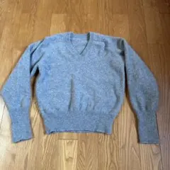 カシミヤ100% グレー Vネック セーター　カシミア