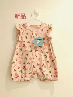 新品　未使用　はらぺこあおむし　花柄　ピンク　袖　フリル　60 新生児