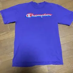 Champion ロゴTシャツ 紫 L ビッグロゴ