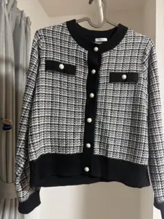 Honeys ハニーズ GLACIER ツイード風　ニットカーディガン Mサイズ