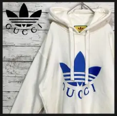 【大人気コラボ】 グッチ アディダス トレフォイル 刺繍ロゴ パーカー