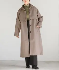 冬物処分‼️美品✨セレクトモカ スタンドカラーフェイクウールケープロングコート F