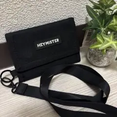 HEYMISTER ストラップ付き 財布 ロゴ ブラック 送料込み