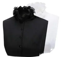 レディース フリル付け襟 ブラック 黒 つけ襟