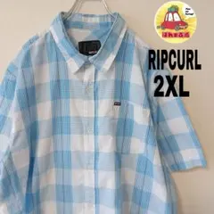 USA古着 RIPCURL 半袖ボタンシャツ　2XL ライトブルー　ホワイトのサムネイル