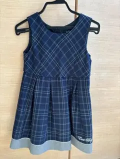 ネイビー チェック柄 ワンピースのみ、120サイズ、卒園式
