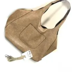 美品ブラウンベージュショルダー・ハンドバック2way大きめ柔らかい軽いスクバ通勤