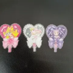3枚セット映画キミとアイドルプリキュア特典 うちわ型クリアカードキュアズキューン