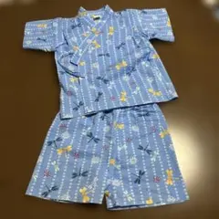 甚平　青色 トンボ 花火柄　サイズ95cm