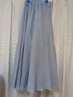 ロングスカート 水色 ゴムウエスト