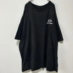 リアルツリー プリント クルーネック 半袖 ロゴ 黒 ビッグサイズ キャンプ