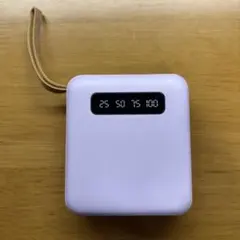 【10000mAh】モバイルバッテリー 紫　ケーブル内蔵 残量表示付のサムネイル