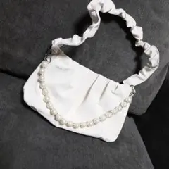 パーティバッグ クラッチ ショルダー パールハンド 結婚式 お呼ばれ 白 m9