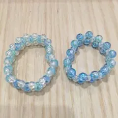 【2点セット】ビーズブレスレット（ブルー系）