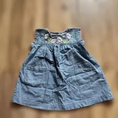 baby GAP デニム刺繍ノースリーブワンピース 12-18ヶ月