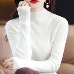 【春感謝祭】新品送料無料 リブニット セーター 薄手 インナー 着痩せ