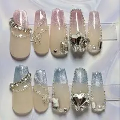 韓国　ギャル　マグネット　ネイル　ロング　スナ系　量産型　y2k ワンホン