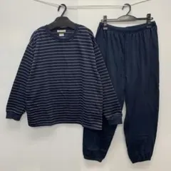 新品★メンズ★LLサイズ★縞柄 裏起毛スエット上下セット 紺色 6401