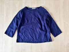 LAITERIE レイトリー 綿100% 七分袖プルオーバー ネイビー 無地