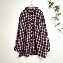 ネルシャツ 3L チェック柄 ボルドー オーバーサイズ ビッグサイズのサムネイル