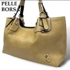 極美品 PELLE BORSA ペレボルサ トートバッグ ロゴ レザー シボ革のサムネイル