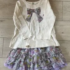 ニットプランナー　長袖トップス 花柄スカート セット90サイズ