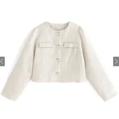 ショート丈 ノーカラージャケット