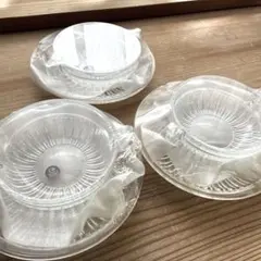 昭和レトロ　石塚硝子　アデリア　ガラス　スープカップ&ソーサー　３SETのサムネイル