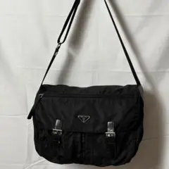 PRADAナイロン×レザーメッセンジャーバッグ ショルダー 大容量ユニセックス