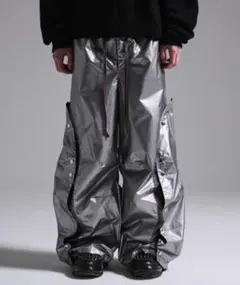 GRANCY Button Layered Design Nylon Pants