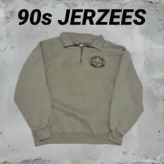 90s JERZEES オリーブグリーン ハーフジップ USA製　 Lサイズ