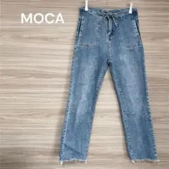 セレクトモカ【M】ブルー　ハイウエストデニムパンツ　ウエスト紐　カジュアルのサムネイル