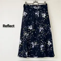 Reflect 花柄　 ミモレ丈　フレアスカート（ウエスト背面ゴム）