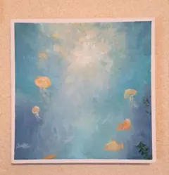 アクリル画　静かな青の中で