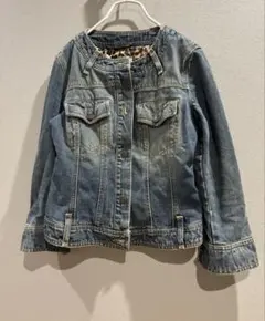 DOLCE&GABBANA ノーカラー デニムジャケット 42 レオパード