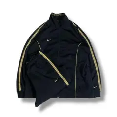 NIKE ジャージ セットアップXLサイズ ブラック 黒 金 スウォッシュ 刺繍