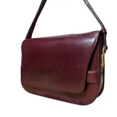 ワンショルダーバッグ　バーガンディ ボルドー　レザー フラップショルダーバッグ