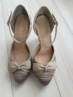 Jelly Beans ベージュリボンパンプス 23.5