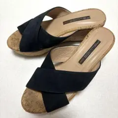 【美品✨】ペリーコサニー ウェッジソール ブラック スエード 厚底 サンダル