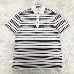 【美品】バーバリーブラックレーベル ポロシャツ ボーダー ホースロゴ 白 3