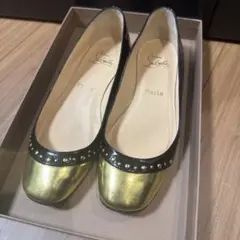 Christian Louboutin パリ フラット　 ゴールド/ブラック37