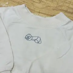 韓国子供服　アイボリー クマ刺繍 トレーナー　90 95 薄手
