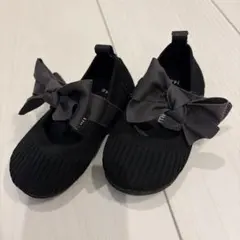 リボン付きブラックフォーマルシューズ