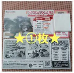 ①枚　スペシャルクーポン　那須どうぶつ王国のサムネイル