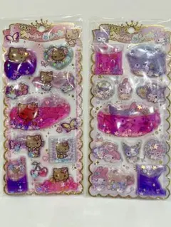 新品　キティー日焼け マイメロ クロミ キラキラウォーターinシール2点セット