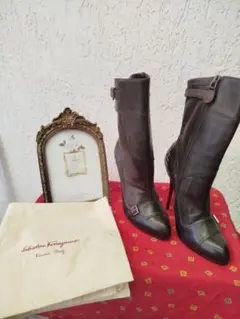 Salvatore Ferragamo ダークブラウン ブーティsize 22