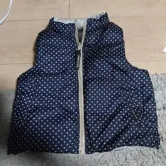 COMME CA ISM ネイビー・ドット ダウンベスト
