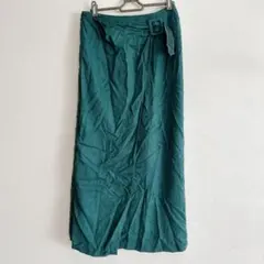 グリーン ロングスカート タイトスカート ラップスカート風　海外古着