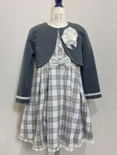 8046.【極美品】 SAKURA フォーマル チェック リボンワンピース 3点