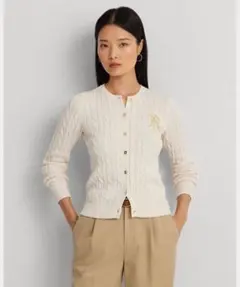 LAUREN RALPH LAUREN ケーブルニット コットンカーディガン